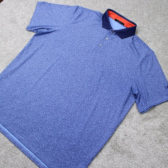 Greyson Polo Shirt Mens XL Blue Geometric Golf Polyester Stretch Short Sleeve - Picture 4 of 14